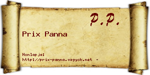 Prix Panna névjegykártya